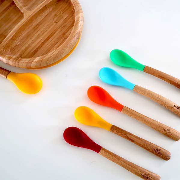 Avanchy Bamboo and Silicone Infant Spoons