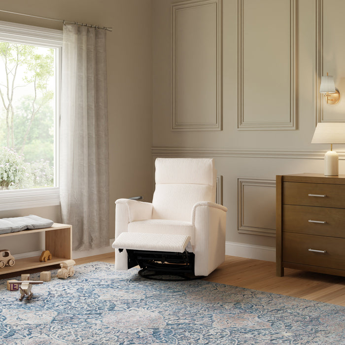 Monogram by Namesake Willa Deluxe Power Recliner and Swivel Glider with Heat + Massage | Ivory Corduroy | EXCLUSIVE!