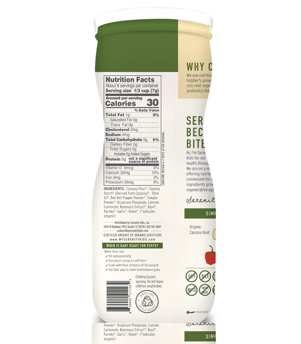 Serenity Kids Grain Free Puffs (Sweet Pepper & Basil)