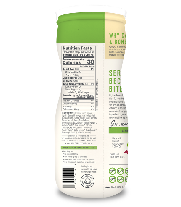 Serenity Kids Grain Free Puffs (Broccoli & Spinach with Bone Broth)