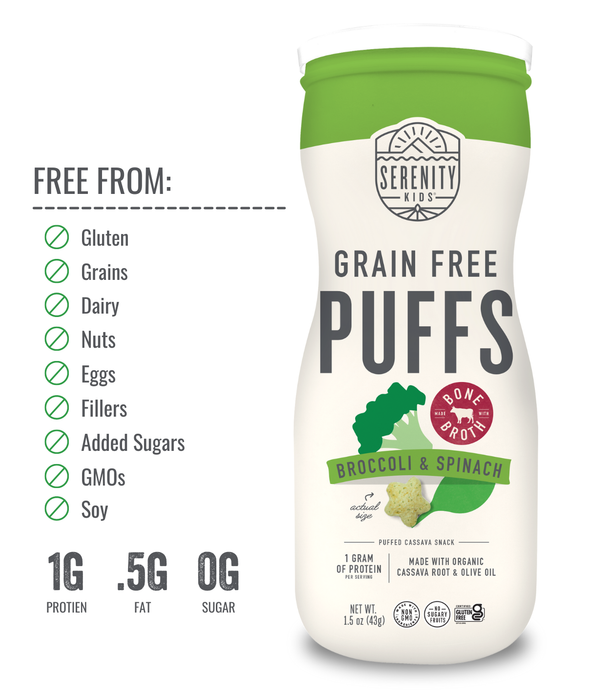 Serenity Kids Grain Free Puffs (Broccoli & Spinach with Bone Broth)