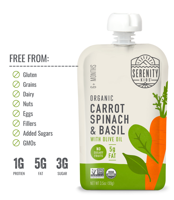 Serenity Kids Organic Carrot, Spinach, & Basil Pouch