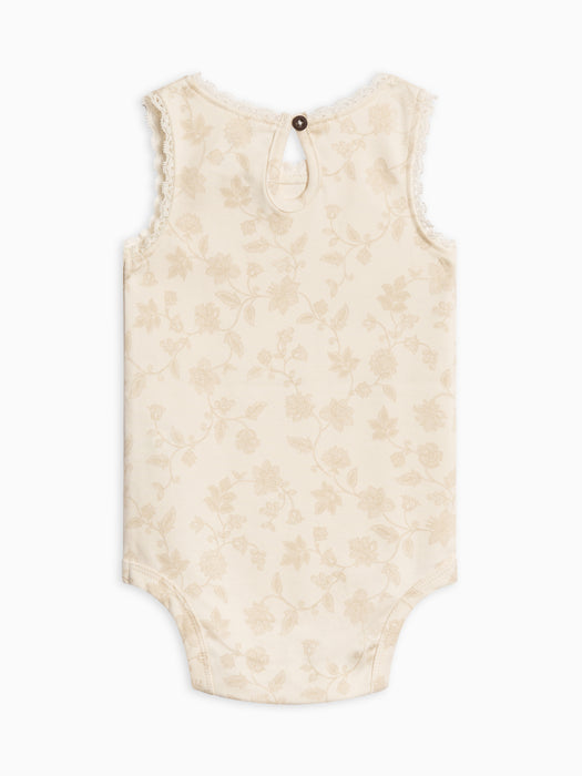 Colored Organics Baby Luna Lace Bodysuit - Aria Floral / Beige