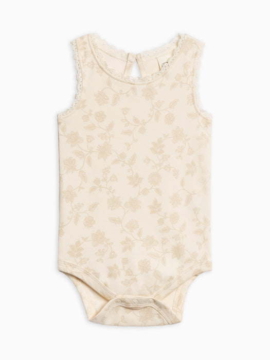 Colored Organics Baby Luna Lace Bodysuit - Aria Floral / Beige