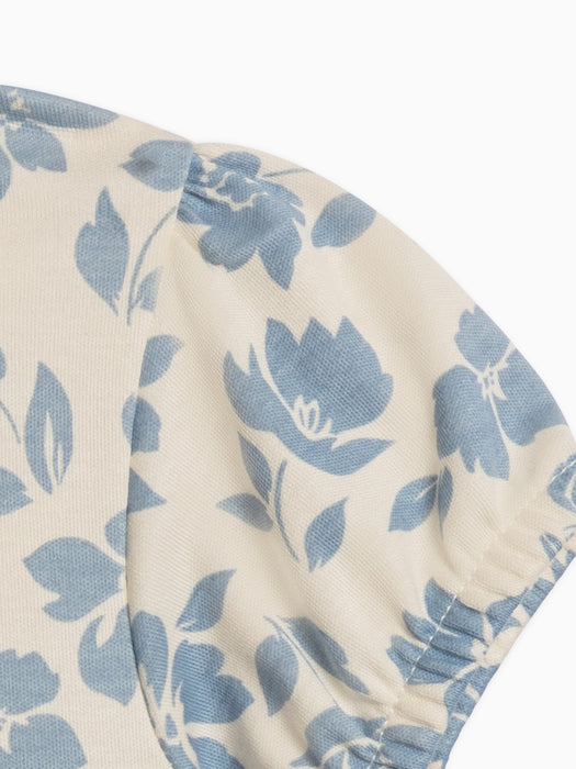 Colored Organics Rhoda Puff Sleeve Bodysuit Dress - Gia Floral / Rain