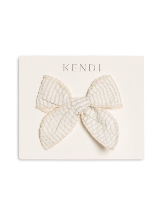 Colored Organics Seersucker Bow Clip - Dune Stripe