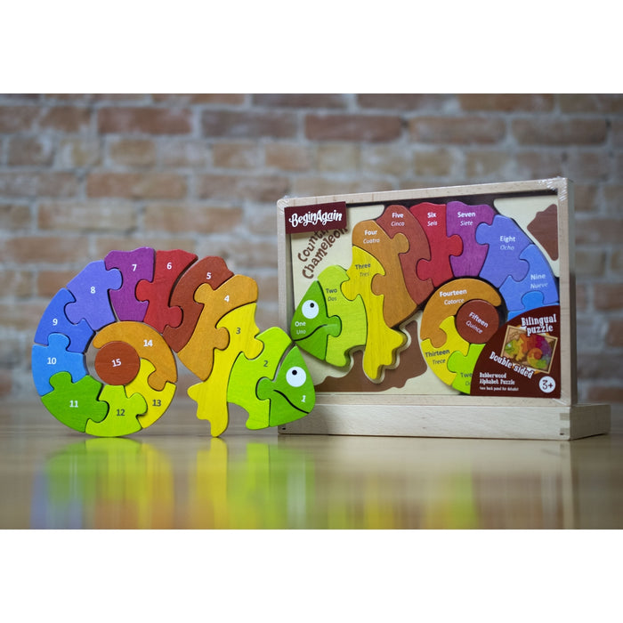 BeginAgain Counting Chameleon Puzzle - Bilingual