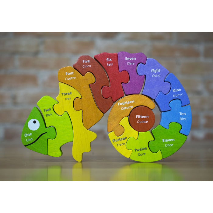 BeginAgain Counting Chameleon Puzzle - Bilingual