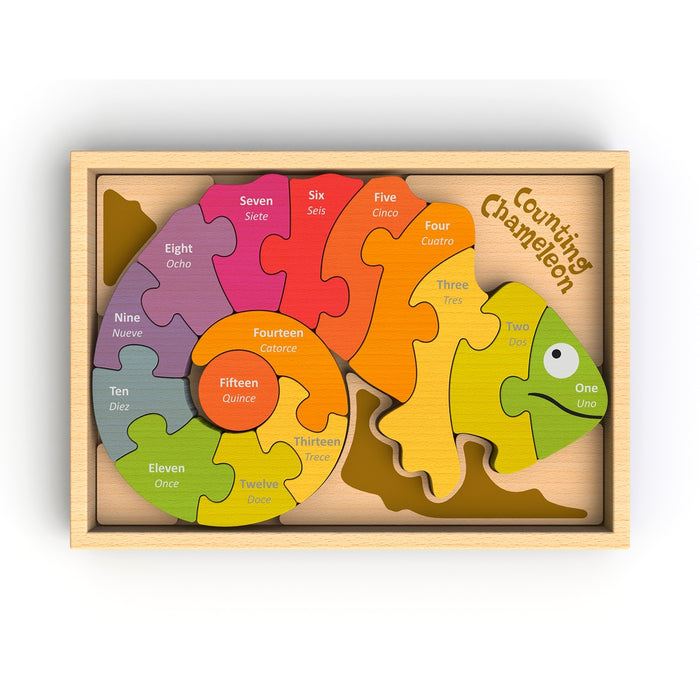 BeginAgain Counting Chameleon Puzzle - Bilingual