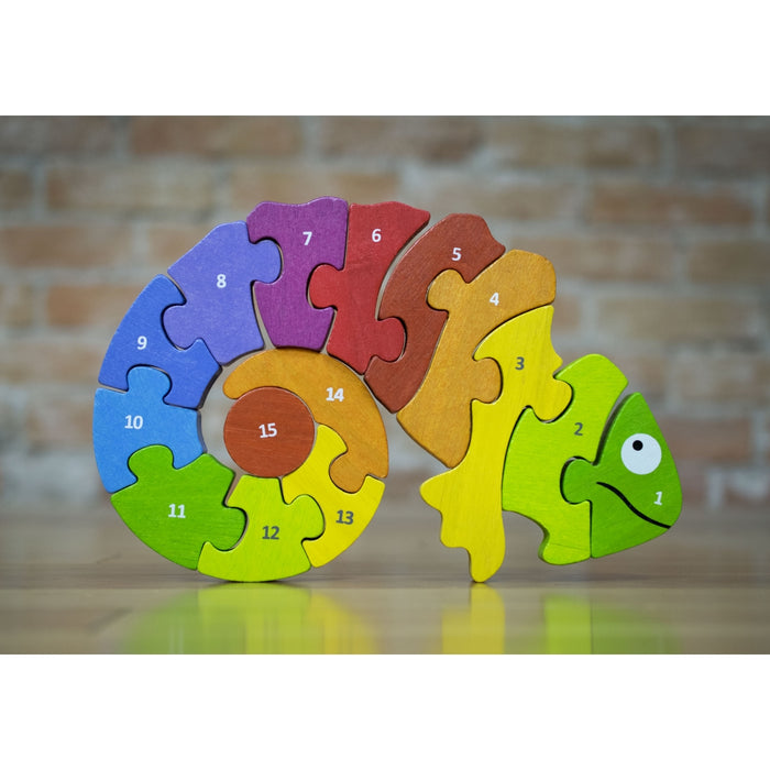 BeginAgain Counting Chameleon Puzzle - Bilingual