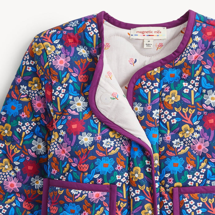 Magnetic Me Floral Quilted Reversible Girls Jacket