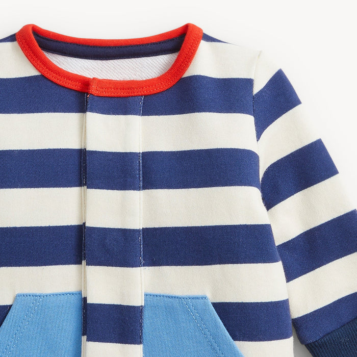 Magnetic Me Navy Stripe French Terry Boys Romper