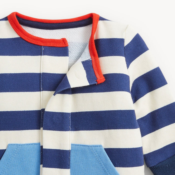 Magnetic Me Navy Stripe French Terry Boys Romper