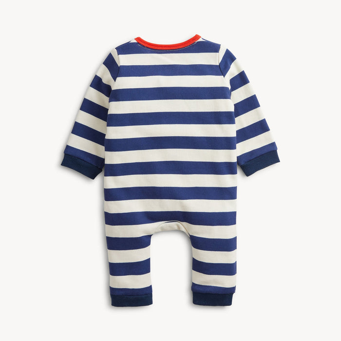 Magnetic Me Navy Stripe French Terry Boys Romper