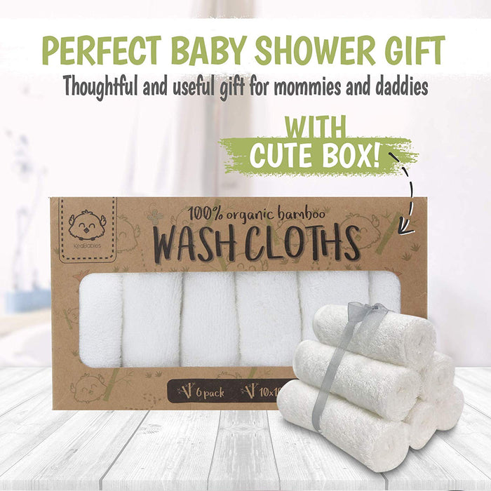 KeaBabies Deluxe Baby Washcloths (Soft White)