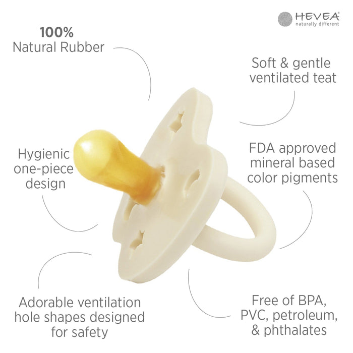 Hevea Natural Rubber Pacifier 0-3 Months - SYMMETRICAL