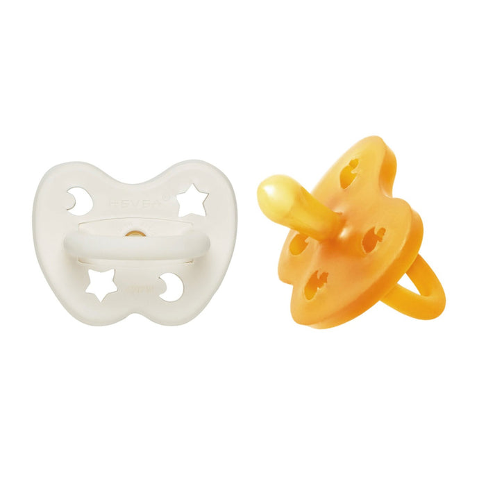 Hevea Natural Rubber Pacifier 0-3 Months - SYMMETRICAL 2 Pk