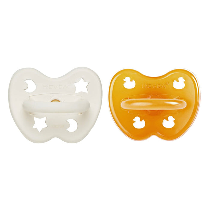 Hevea Natural Rubber Pacifier 0-3 Months - SYMMETRICAL 2 Pk