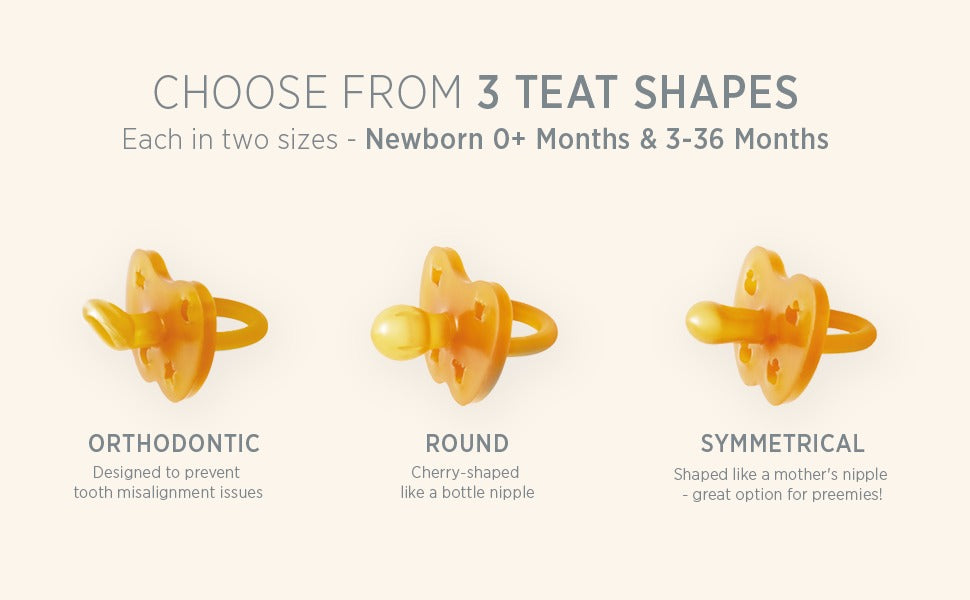 Hevea Natural Rubber Pacifier 0-3 Months - ROUND 2 Pk