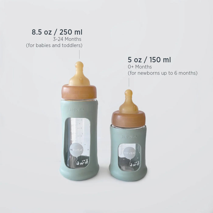 Hevea Wide Neck Glass Bottle with Sleeve - Single Pack - 8.5oz