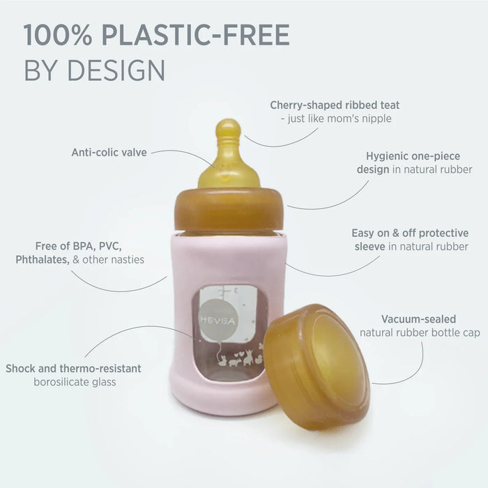 Hevea Wide Neck Glass Bottle with Sleeve - Single Pack - 8.5oz