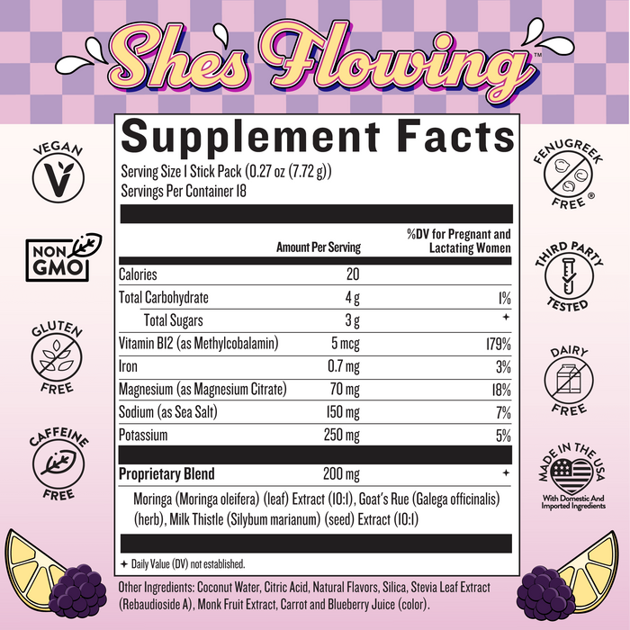 Legendairy Milk She's Flowing Lactation Drink Mix - 18 ct