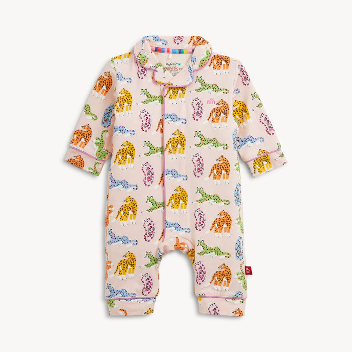 Magnetic Me Leopard Queens Ruffle Pant Romper with Piping