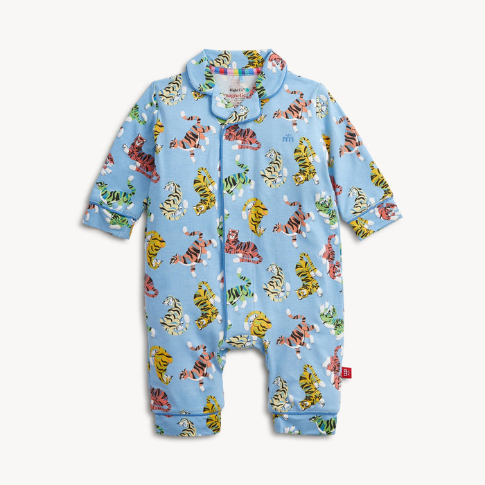 Magnetic Me Tiger Kings Ruffle Pant Romper with Piping