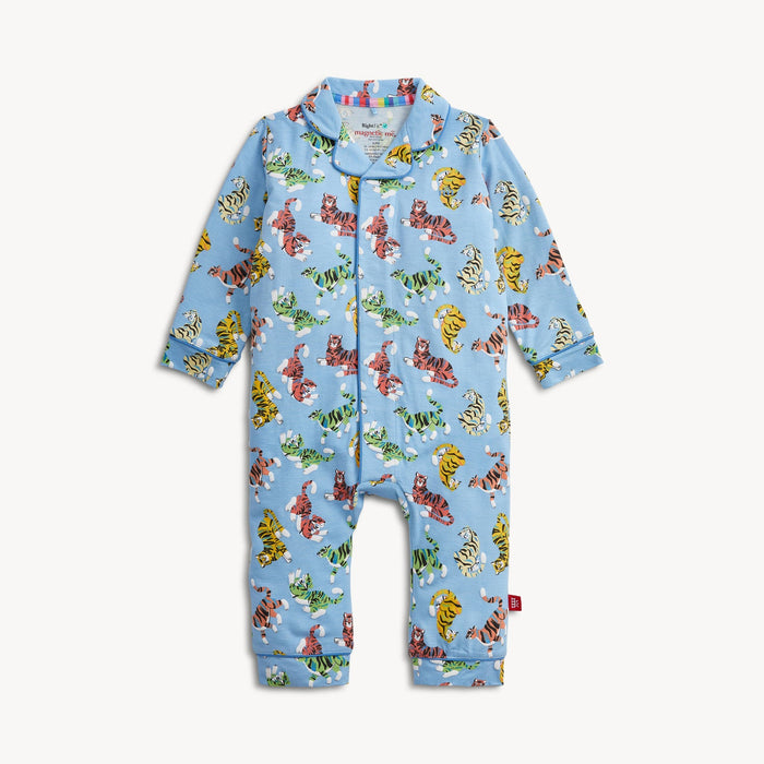 Magnetic Me Tiger Kings Ruffle Pant Romper with Piping