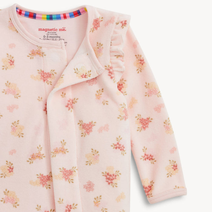 Magnetic Me Floral Girls Velour Footie