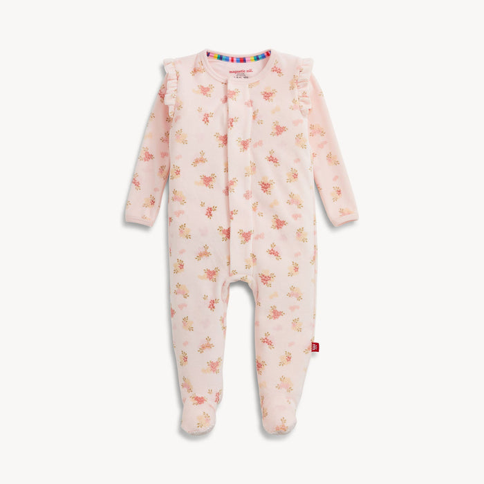 Magnetic Me Floral Girls Velour Footie