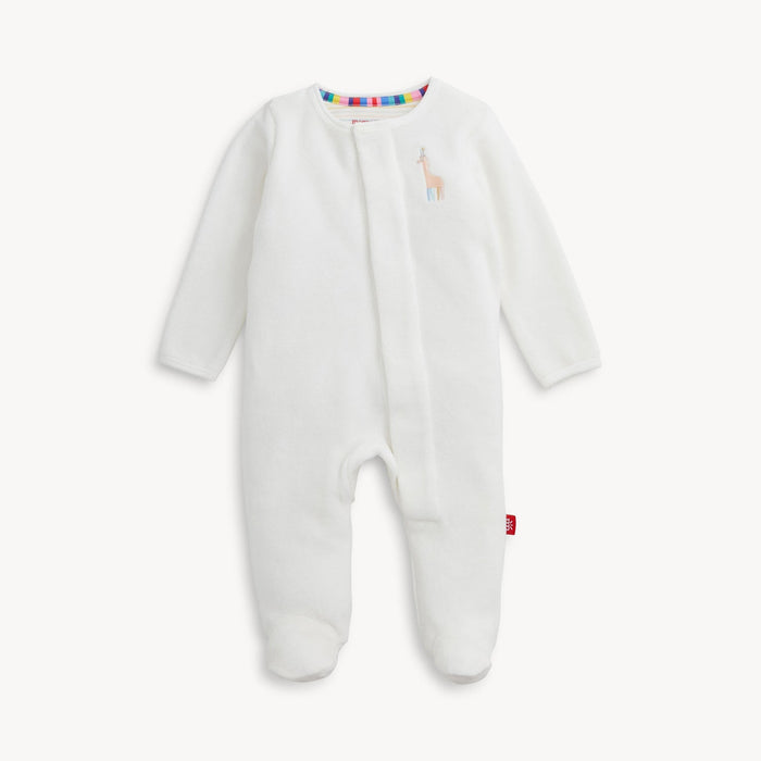 Magnetic Me Emroidery Giraffe Cream Velour Footie