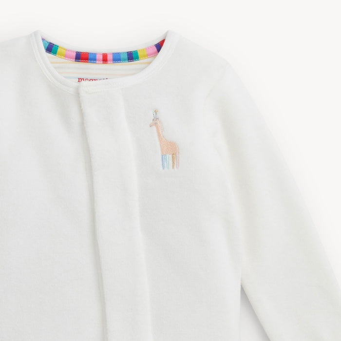 Magnetic Me Emroidery Giraffe Cream Velour Footie