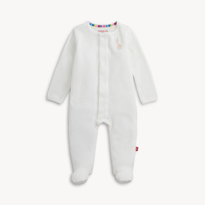Magnetic Me Emroidery Giraffe Cream Velour Footie