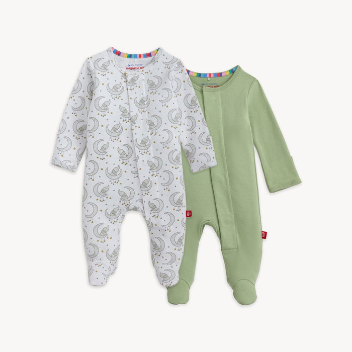 Magnetic Me Organic Cotton Footie 2 Pk - Goodnight Elephant/Central Park