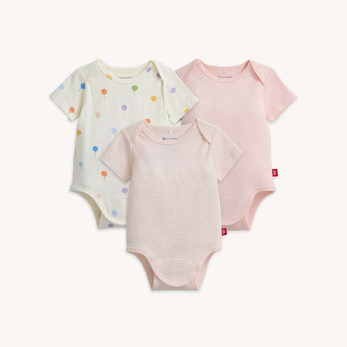 Magnetic Me Organic Cotton Bodysuit 3 Pk - Festive Balloons/Countryside Stripe/Countryside Pink