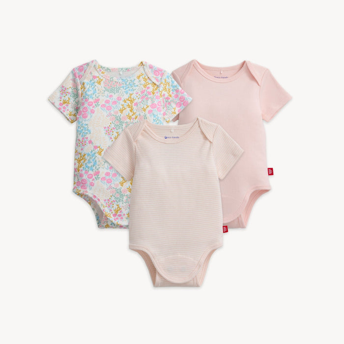Magnetic Me Organic Cotton Bodysuit 3 Pk - Meadow Song/Countryside Stripe/Countryside Pink