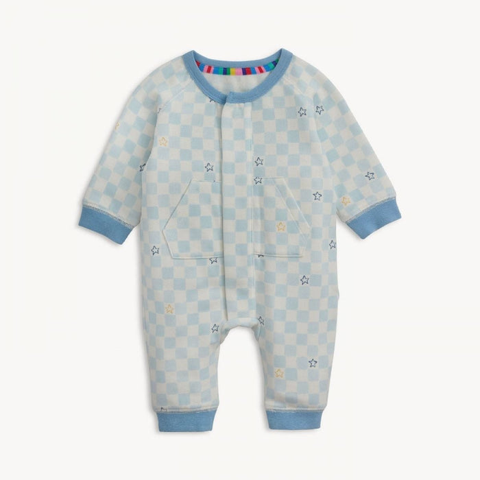 Magnetic Me Brushed Fleece Romper- Grey Checkerboard