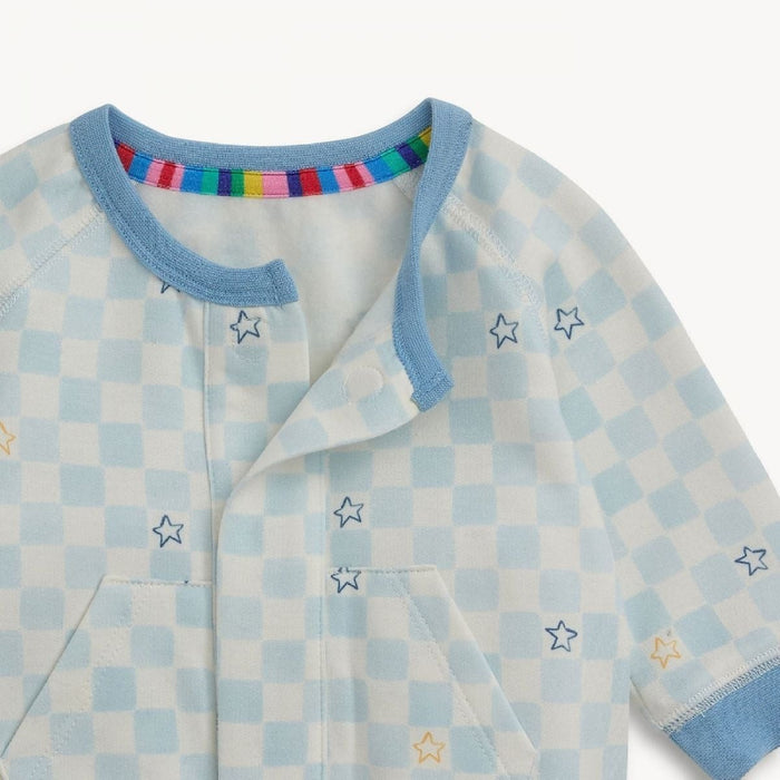 Magnetic Me Brushed Fleece Romper- Grey Checkerboard