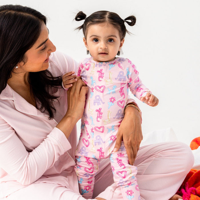 Magnetic Me Modal Convertible Grow with Me Coverall: Pink Party Animals Glow in the Dark