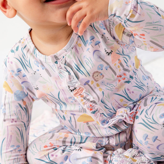Magnetic Me Modal Footie with Ruffles: Shrooms & Bloom