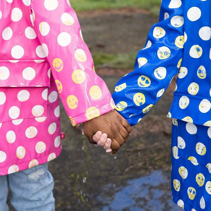 Magnetic Me Raincoat: Blue Polka Dot Emoji