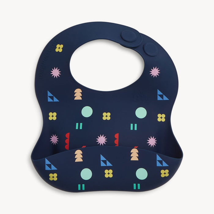 Magnetic Me Silicone Bib - Navy Geo