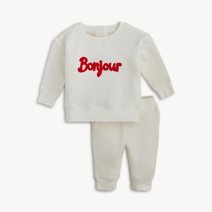 Magnetic Me Sweatsuit - White Alyssum with Patches