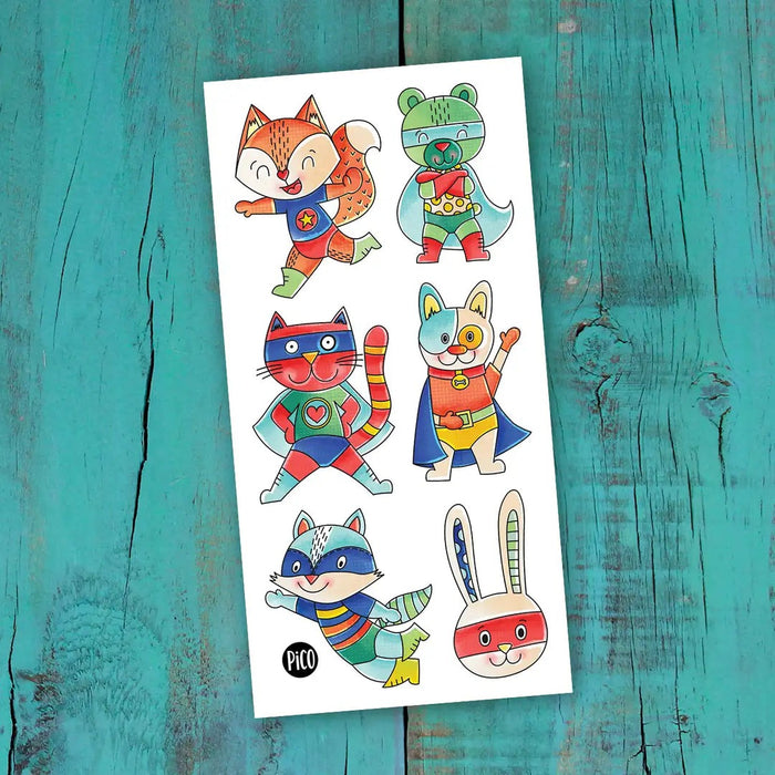 Pico Temporary Tattoos - Animal Superheroes