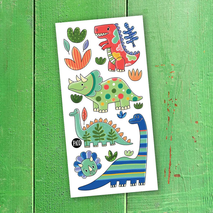 Pico Temporary Tattoos - Colorful Dinosaurs