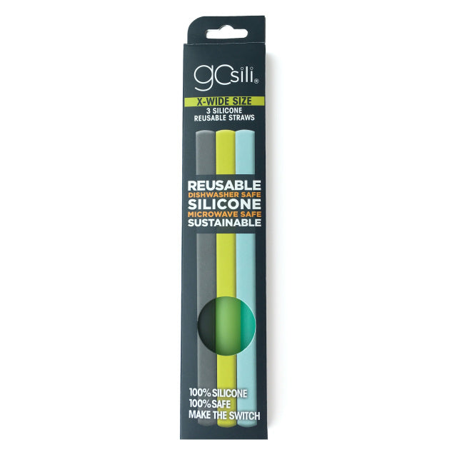 GoSili Reusable Extra Wide Silicone Straws 3pk