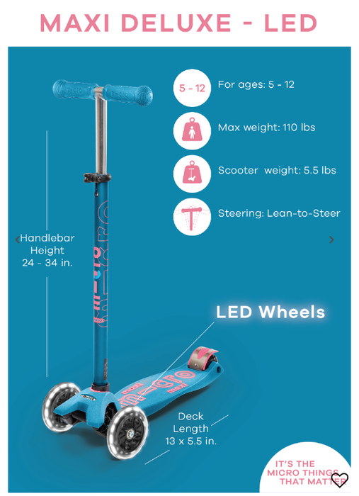 Micro Kickboard Maxi Deluxe LED Scooter