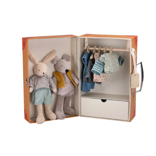 Moulin Roty Suitcase Rabbit & Mouse Wardrobe - Stuffed Toy