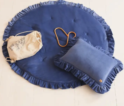 Moi Mili Soft Velvet Mat with Frill “Sapphire”